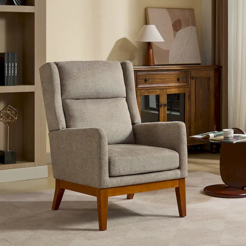 Modern Accent Wingback Chair,Polyester Blend High Back Reading Chair,Upholstered Armchair Club Chair
