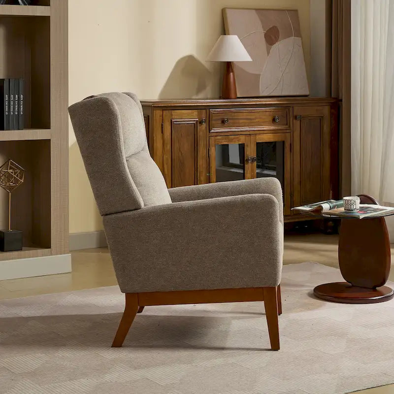 Modern Accent Wingback Chair,Polyester Blend High Back Reading Chair,Upholstered Armchair Club Chair