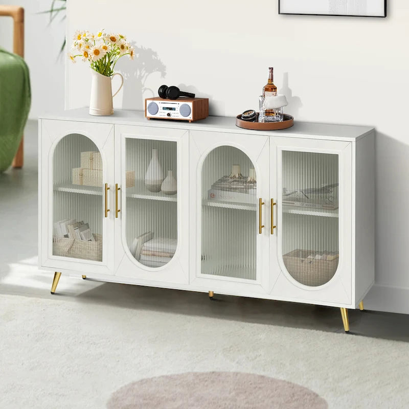 60 TV Stand with Storage Cabinet & Adjustable Shelves for 65 TVs