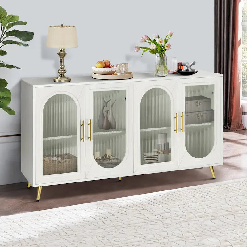 60 TV Stand with Storage Cabinet & Adjustable Shelves for 65 TVs