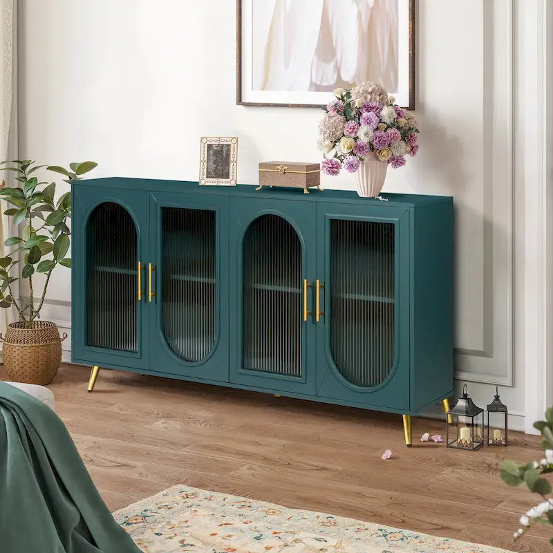 60 TV Stand with Storage Cabinet & Adjustable Shelves for 65 TVs