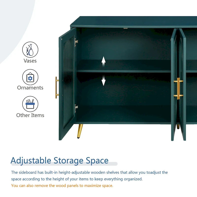 60 TV Stand with Storage Cabinet & Adjustable Shelves for 65 TVs