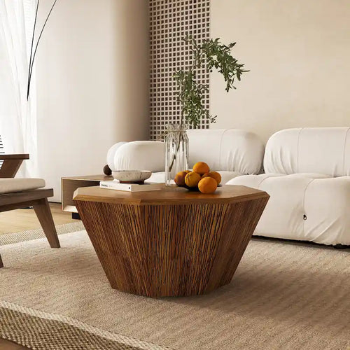 31.5 achteckiger Couchtisch aus Gummibaumholz für Wohnzimmer und Schlafzimmer