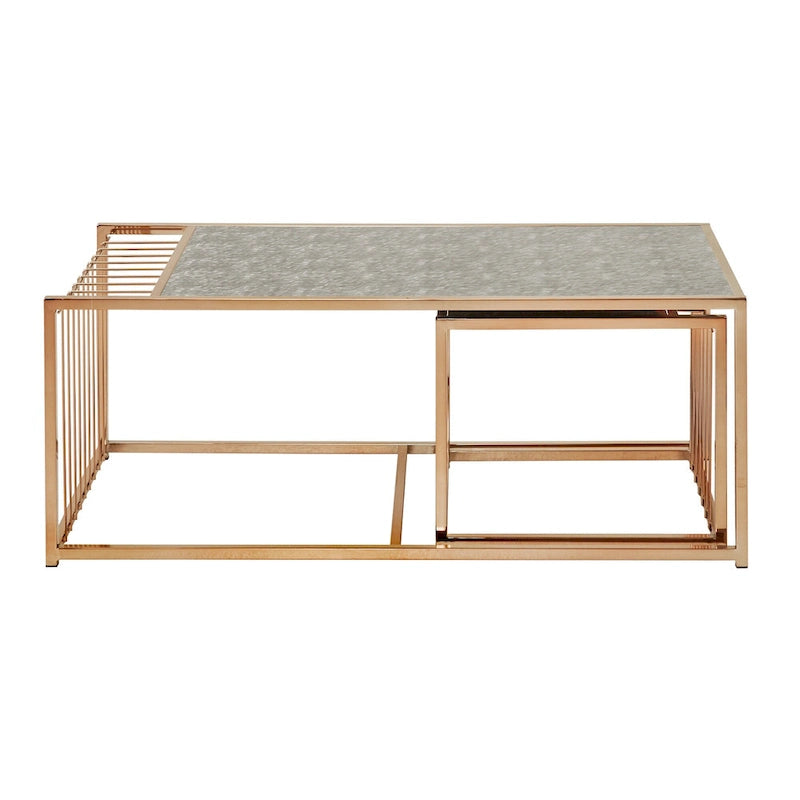 Satztische mit strukturierter Spiegelplatte und Champagner-Gold-Finish