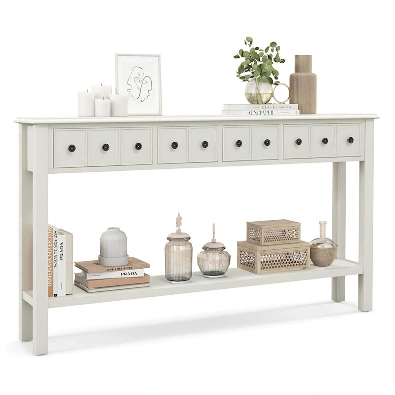 60 Console Table Retro Entryway Sofa Table with 4 Drawers & - See Details