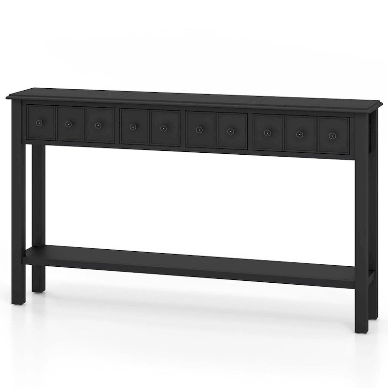 Table console de 60 pouces, table de canapé rétro pour entrée avec 4 tiroirs et - Voir les détails