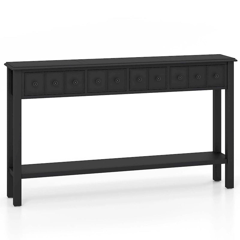 Table console de 60 pouces, table de canapé rétro pour entrée avec 4 tiroirs et - Voir les détails