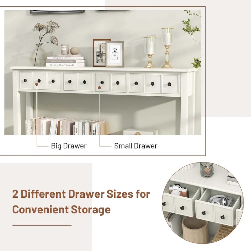 Table console de 60 pouces, table de canapé rétro pour entrée avec 4 tiroirs et - Voir les détails