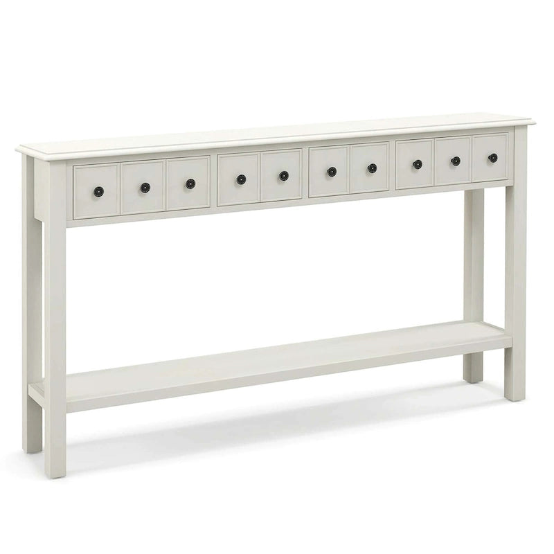 Table console de 60 pouces, table de canapé rétro pour entrée avec 4 tiroirs et - Voir les détails