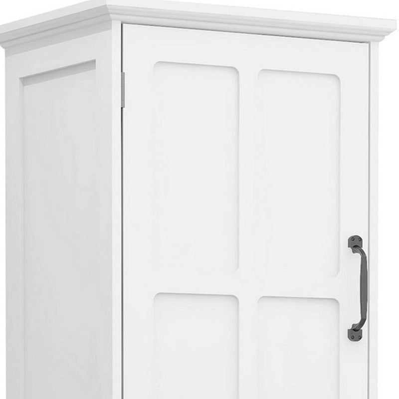 65 Zoll hoher Stand-Schrank mit 1 offenem Fach, schwarzen Metallgriffen, weiß