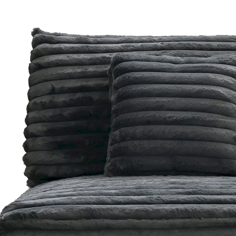 Armless Accent Chair, Dark Gray Polyester Corduroy, Soft Cushioned