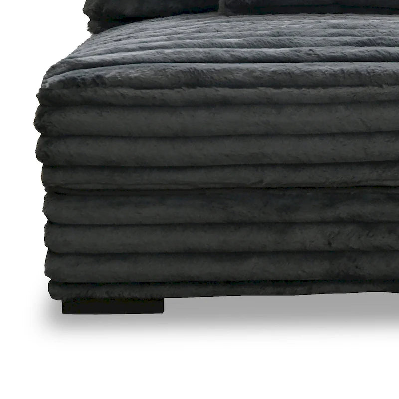 Armless Accent Chair, Dark Gray Polyester Corduroy, Soft Cushioned