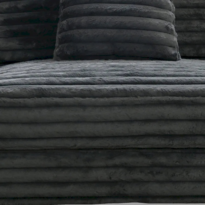 Armless Accent Chair, Dark Gray Polyester Corduroy, Soft Cushioned