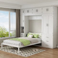 Letto Murphy moderno matrimoniale bianco con cassetti, armadietti e guardaroba