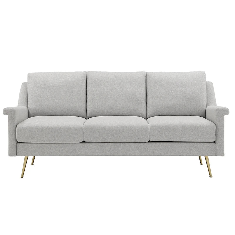 Grey Fabric Sofa with Gold Metal Legs