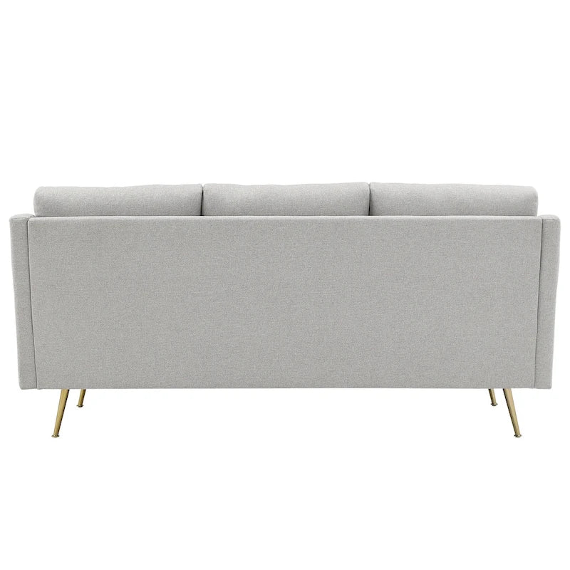 Grey Fabric Sofa with Gold Metal Legs
