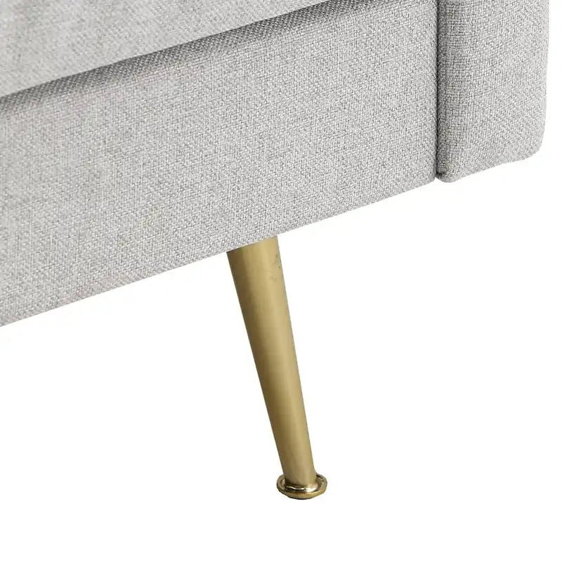 Grey Fabric Sofa with Gold Metal Legs