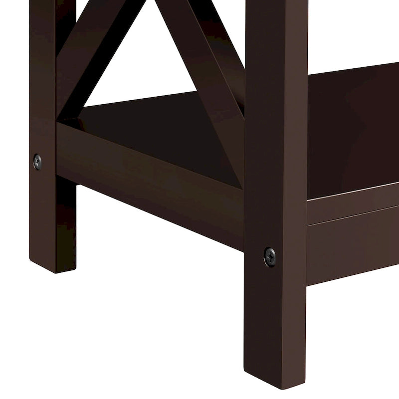 3-Tier Wooden Console Table with Power Outlet Sofa Side Table