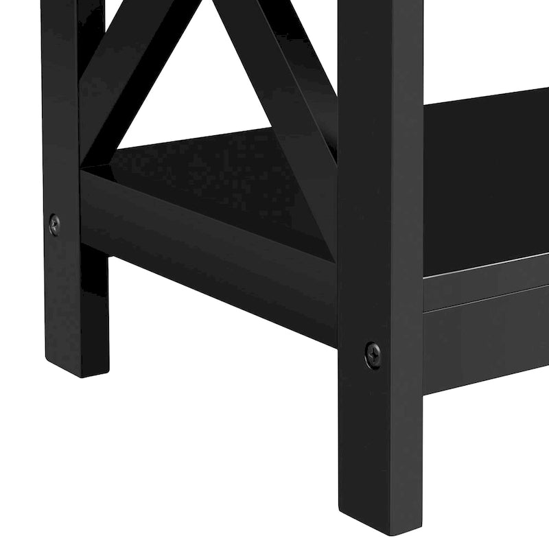 3-Tier Wooden Console Table with Power Outlet Sofa Side Table