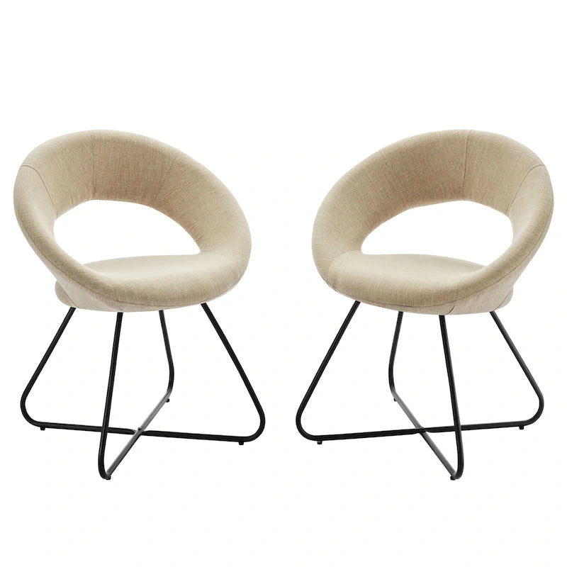 Lot de 2 chaises de salle à manger rembourrées en tissu