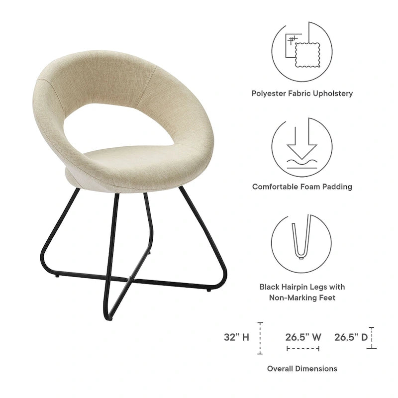 Lot de 2 chaises de salle à manger rembourrées en tissu