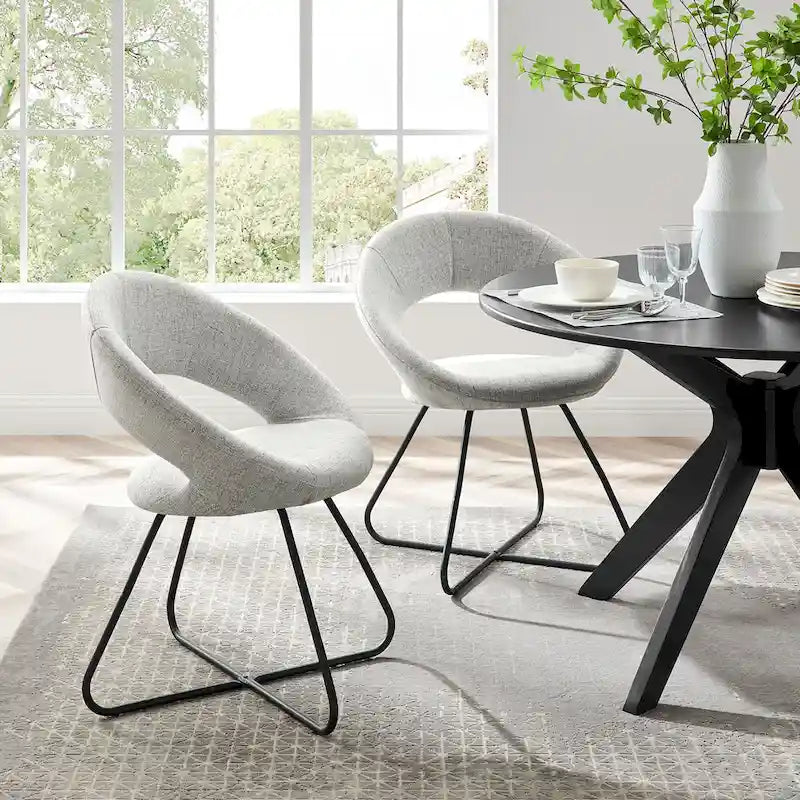 Lot de 2 chaises de salle à manger rembourrées en tissu