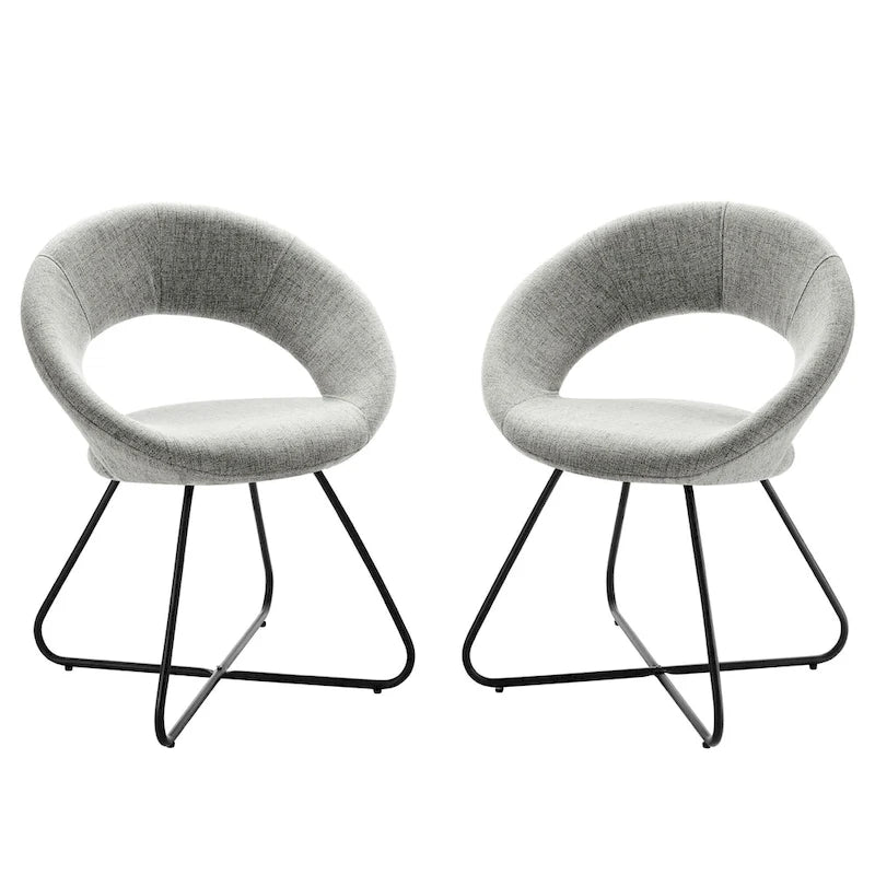 Lot de 2 chaises de salle à manger rembourrées en tissu