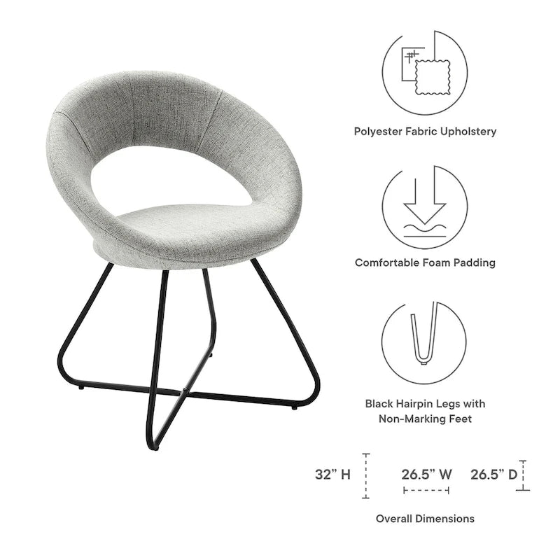 Lot de 2 chaises de salle à manger rembourrées en tissu