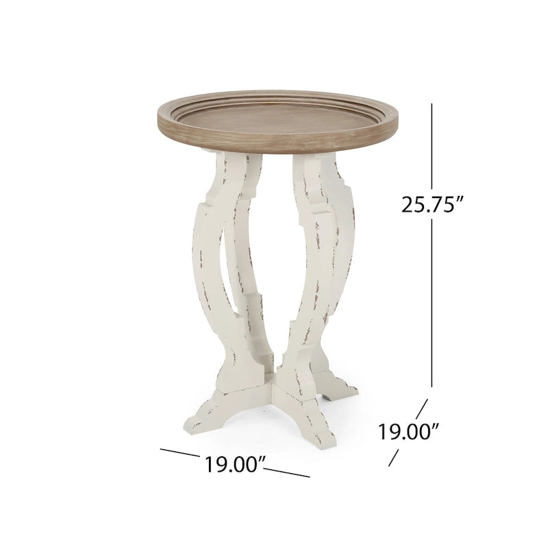 French Country Accent Table with Round Top