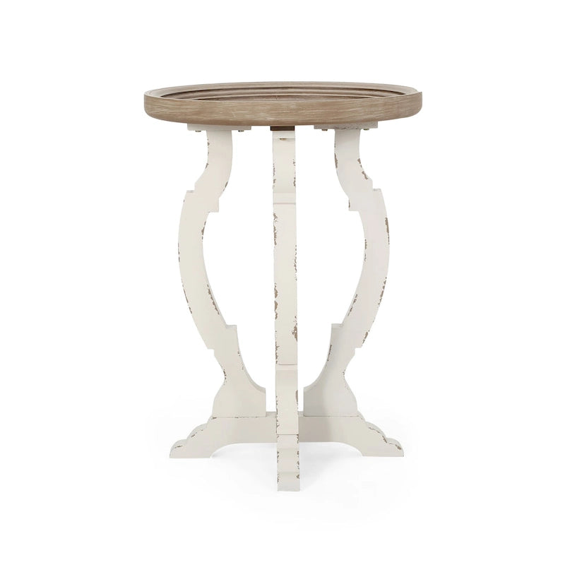 French Country Accent Table with Round Top