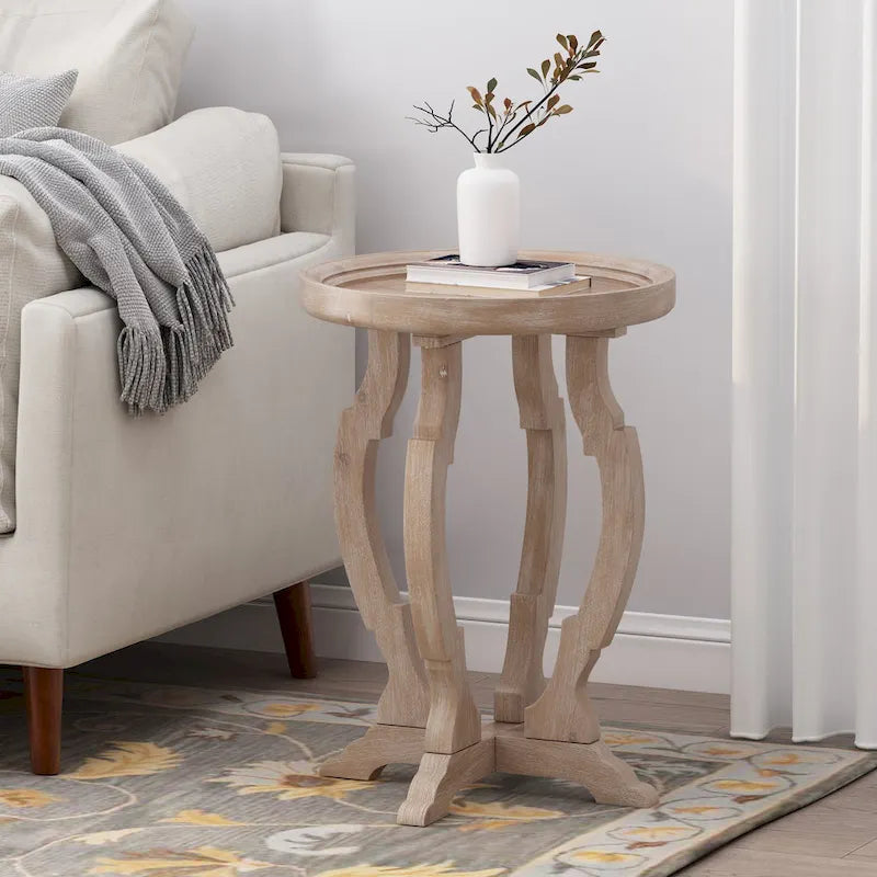 French Country Accent Table with Round Top