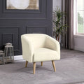 Sherpa Accent Chair with Wood Legs - Cream