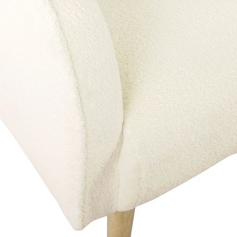 Sherpa Accent Chair with Wood Legs - Cream