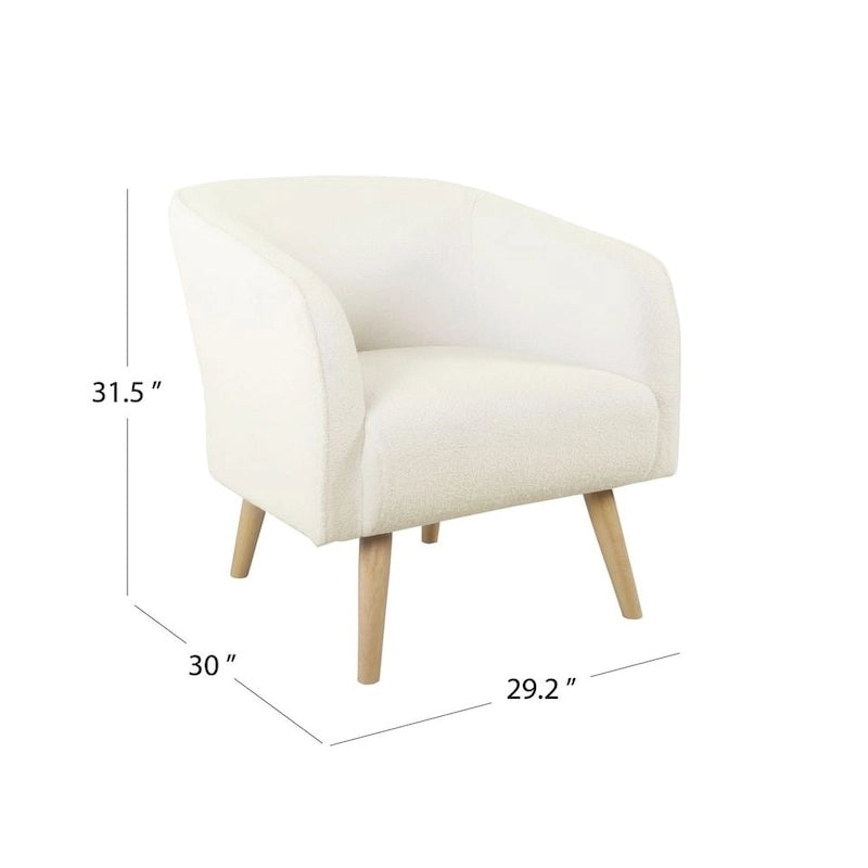 Sherpa Accent Chair with Wood Legs - Cream