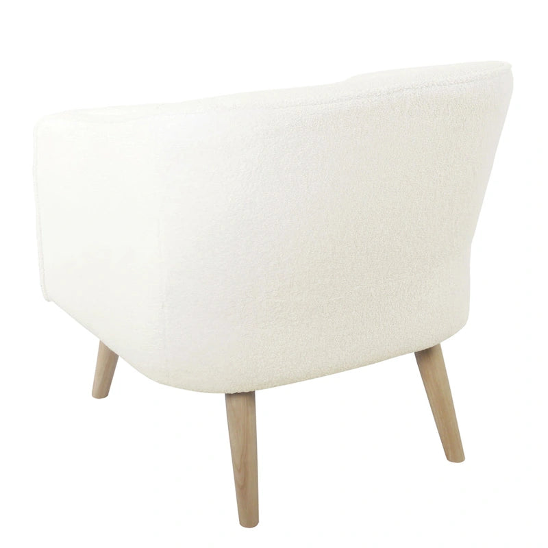 Sherpa Accent Chair with Wood Legs - Cream