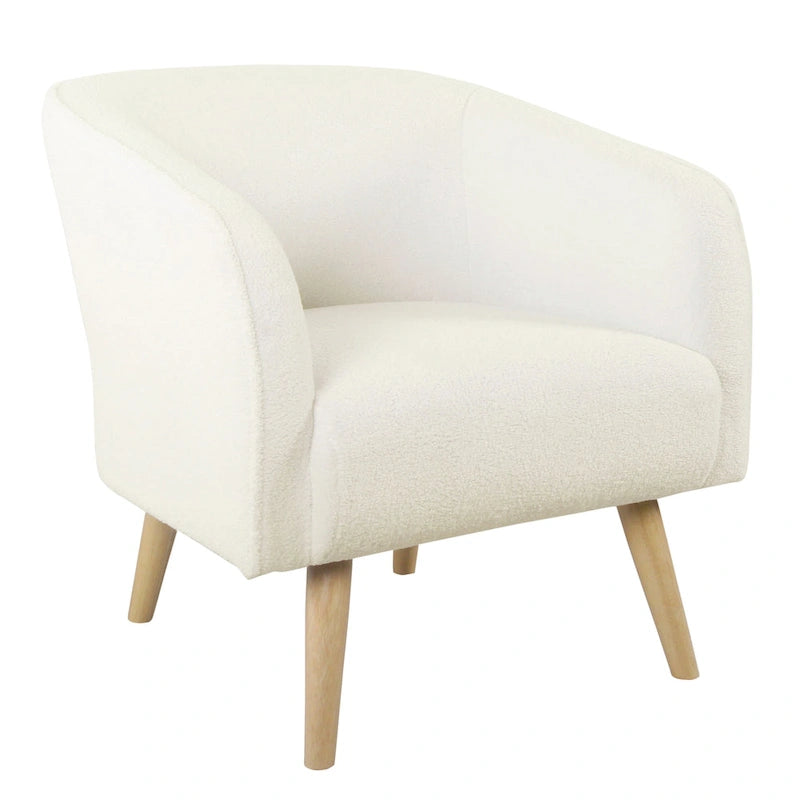 Sherpa Accent Chair with Wood Legs - Cream