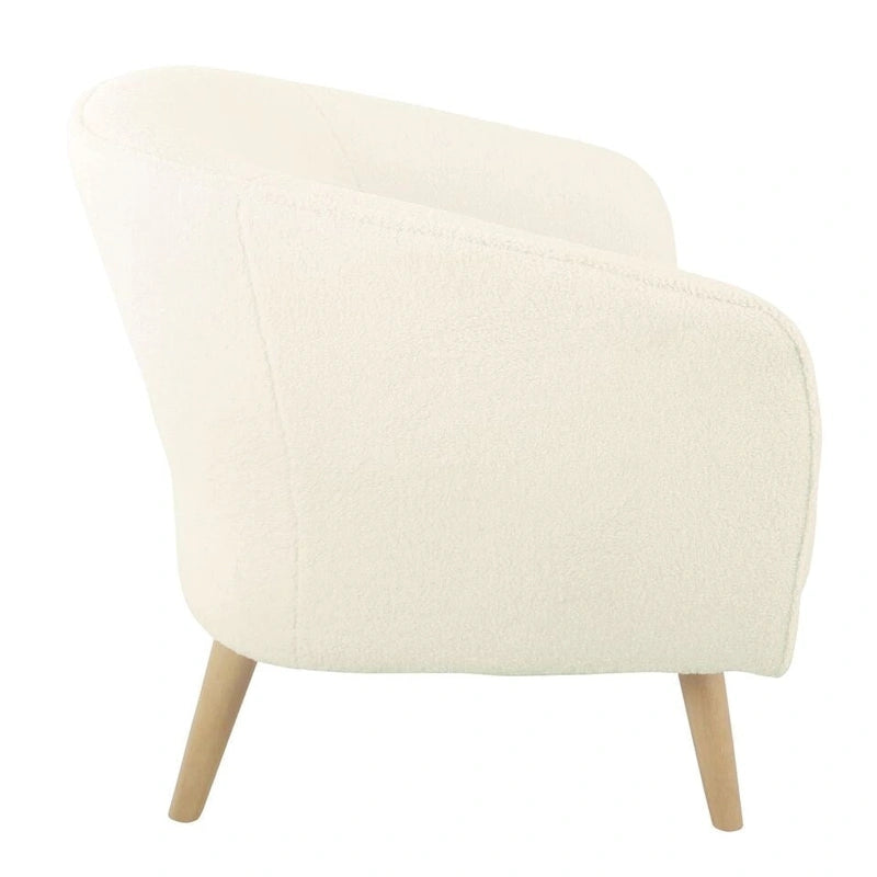 Sherpa Accent Chair with Wood Legs - Cream