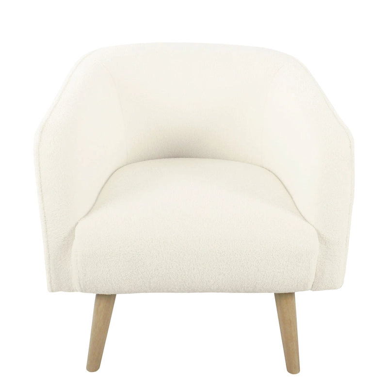 Sherpa Accent Chair with Wood Legs - Cream