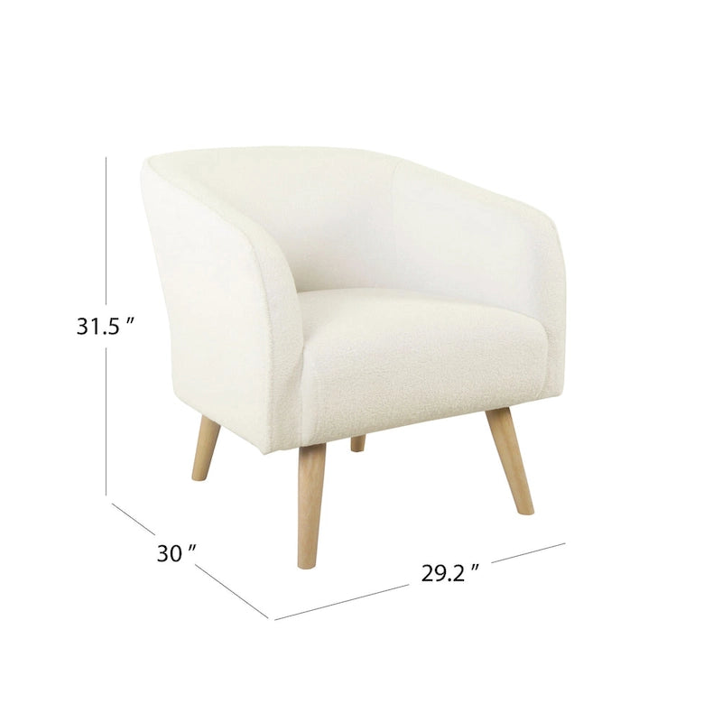 Sherpa Accent Chair with Wood Legs - Cream