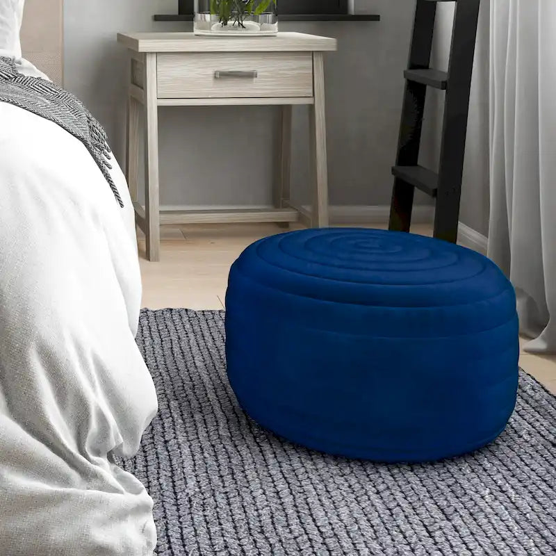 Boho Round Pouf in Velvet Fabric