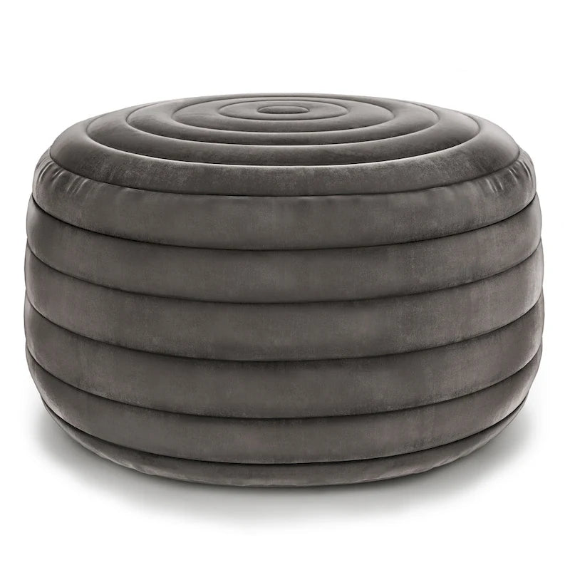 Pouf rotondo boho in tessuto di velluto