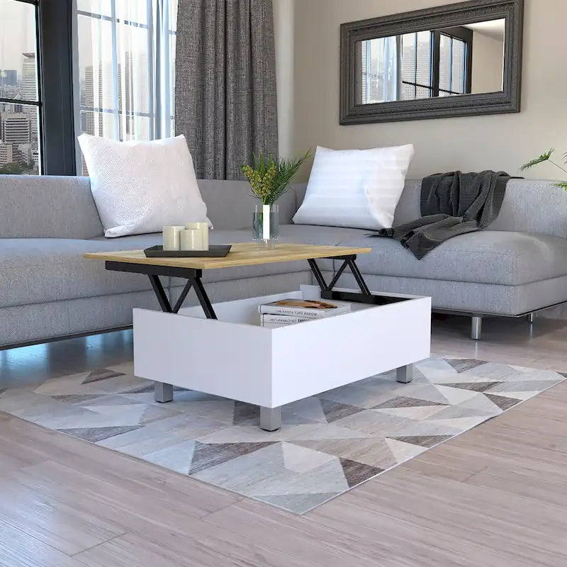 Coffee Table with Lift Top, Concealed Storage and 4 Legs