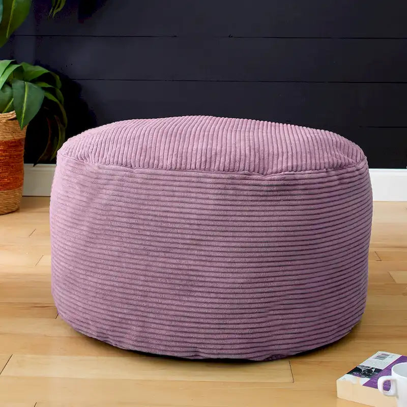 Indoor Corduroy Large Round Pouf/Ottoman