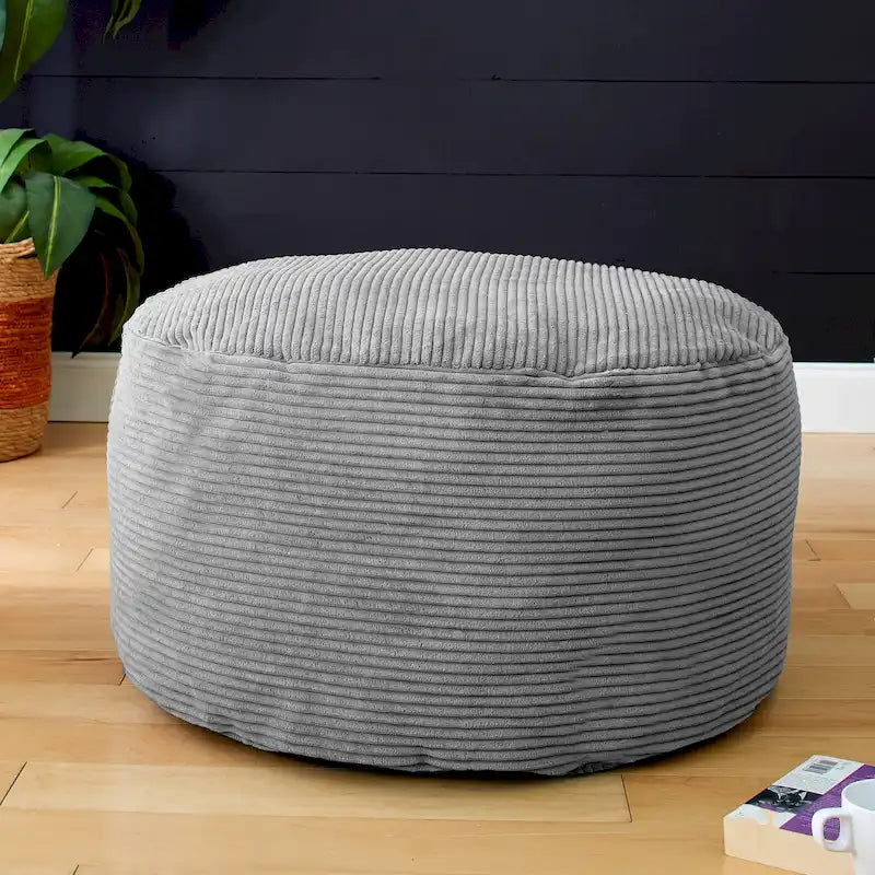 Indoor Corduroy Large Round Pouf/Ottoman