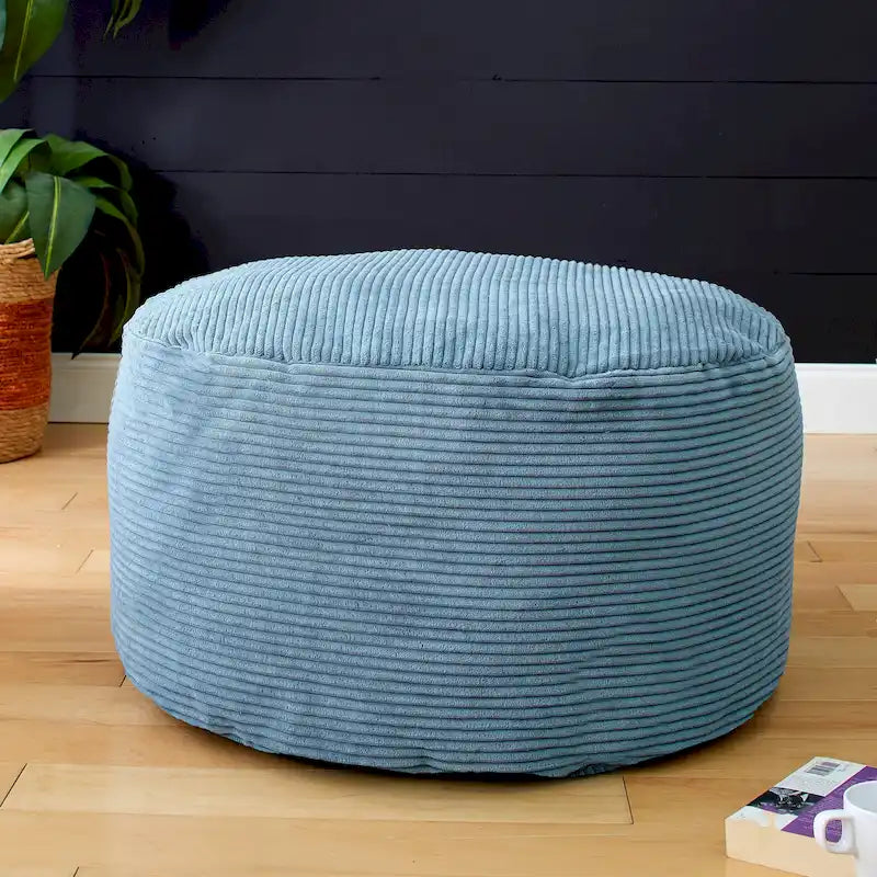 Indoor Corduroy Large Round Pouf/Ottoman