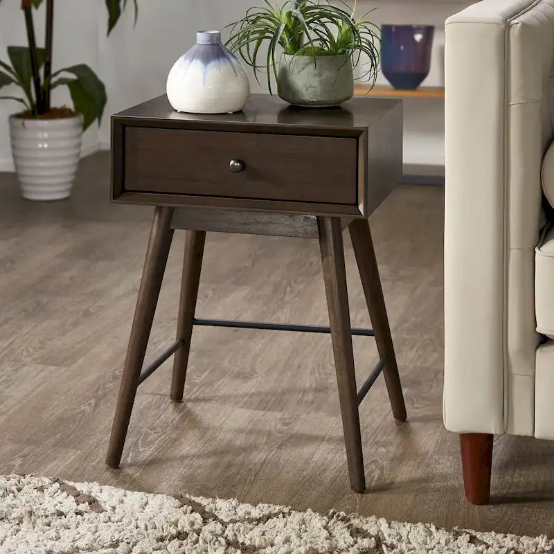 Table d'appoint en bois à 1 tiroir