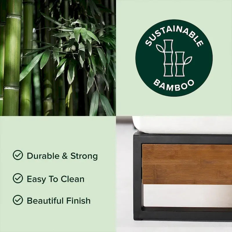 14 Inch Brown Metal and Bamboo Platforma Bed