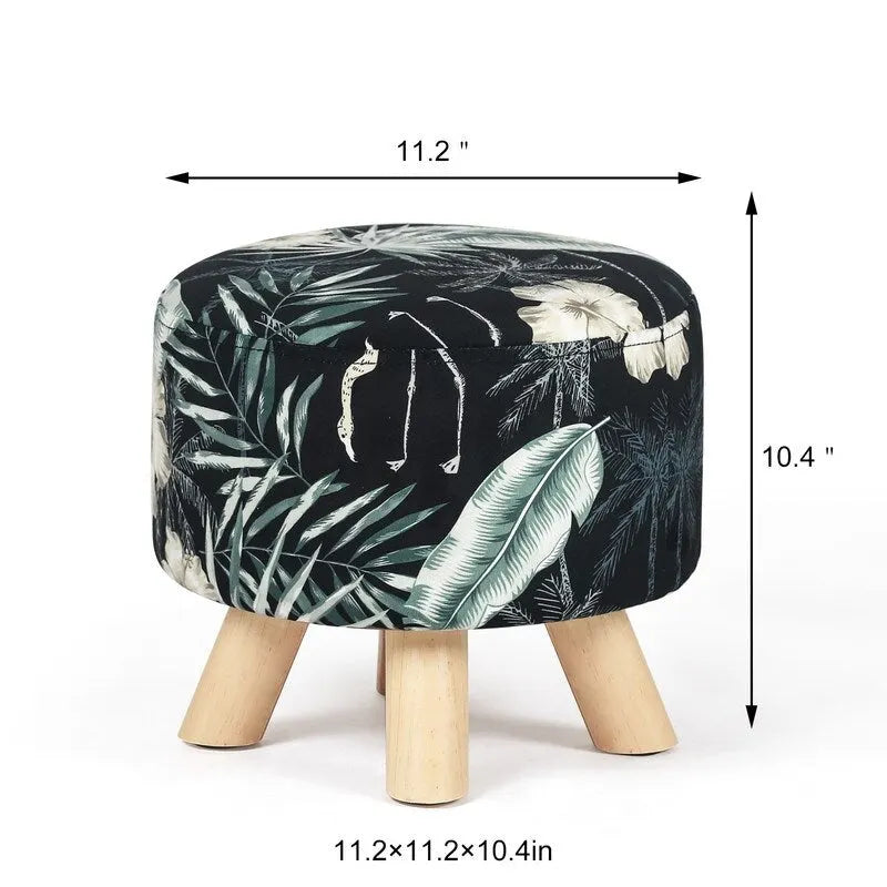 Modern Round Ottoman Foot Rest Footstool Velvet Fabric Padded