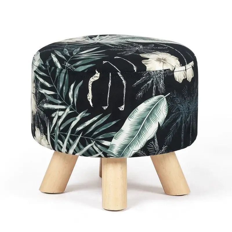 Pouf rond moderne, repose-pieds, tabouret, en tissu velours rembourré