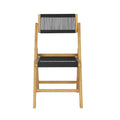 Zusammenklappbarer Holzstuhl mit Seilbespannung und verstellbarer Rückenlehne, Schwarz/Natur (2er-Set)